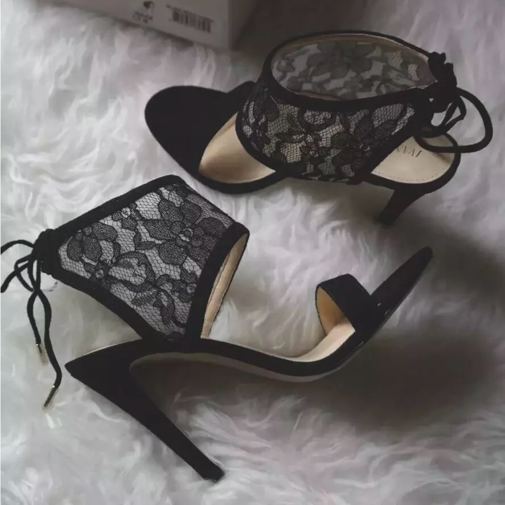 Ivanka Trump Navy Suede Lace Heels